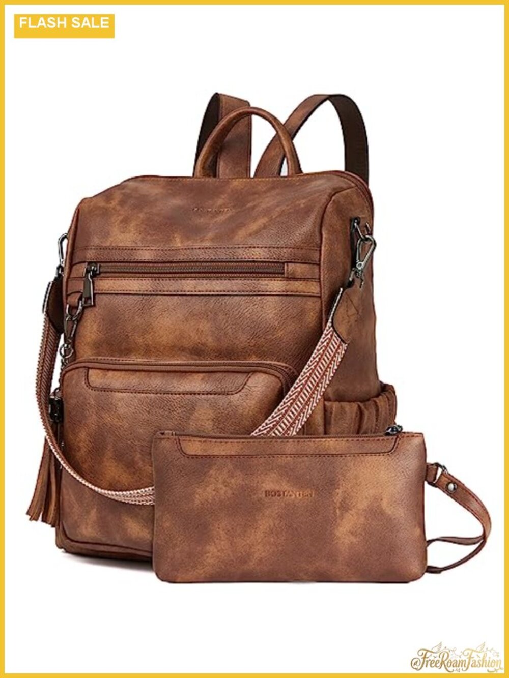 Women's Vegan Leather Travel Backpack Purse with Wristlet, Water Resistant